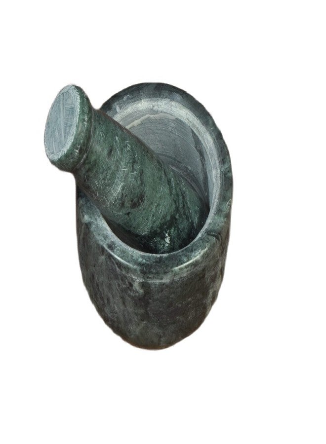 RSPTJM RJ kitchenware Store imam dasta okhali and masher okhali and musal motor and pestle marble Green Marble Mortar and Pestle Sets Ayurvedic medicine crusher bowl ceramic porcelain masher for Home. - Image 5